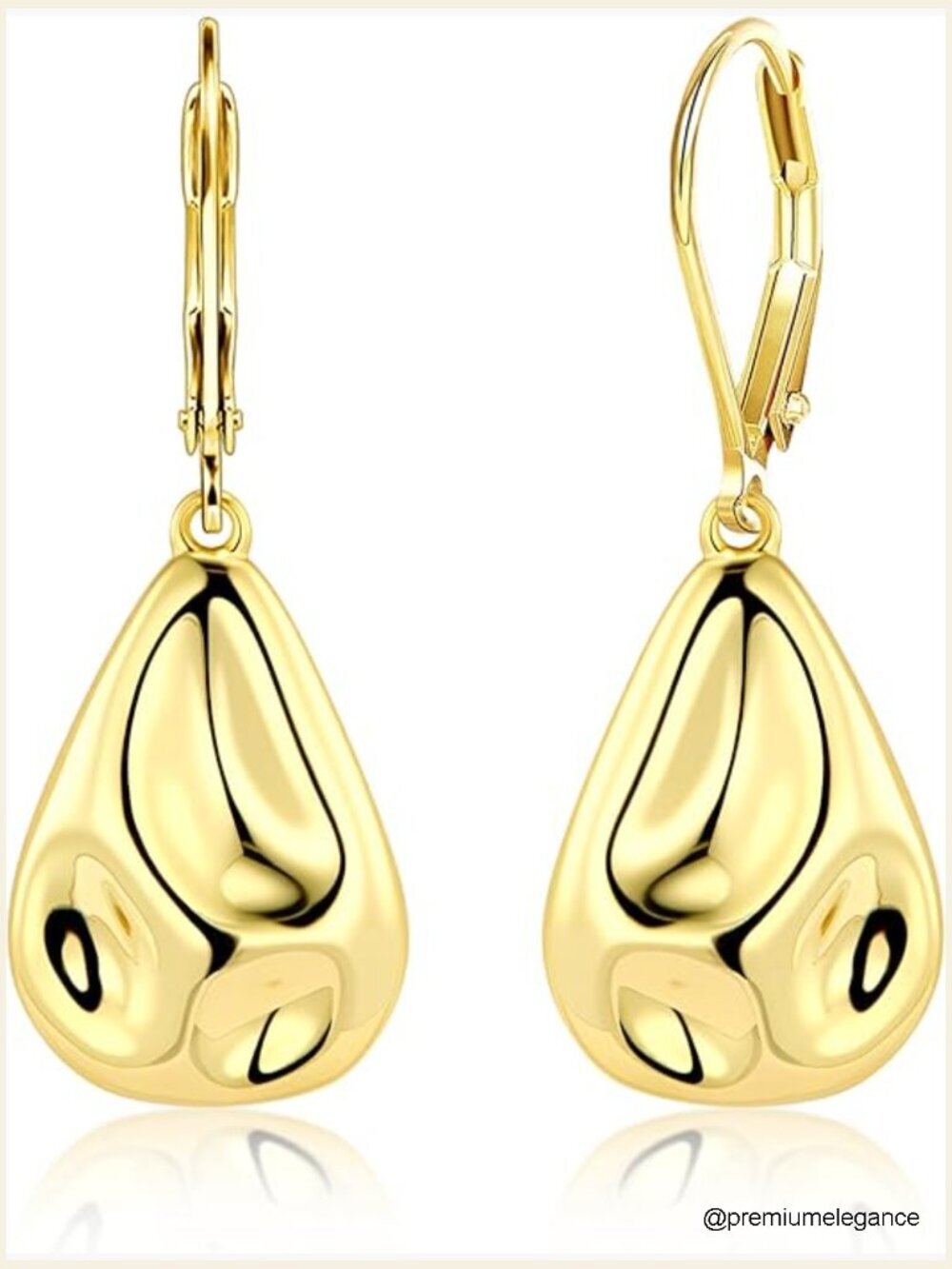 925 Sterling Silver Teardrop Dangle Earrings Hypoallergenic Gold Plated